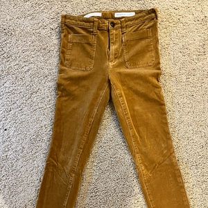 Pilcro High-Rise Skinny Corduroy Pants, Size 27, deep gold color